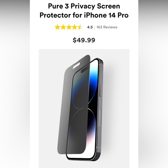 NIB!  Pure 3 Privacy Screen Protector for iPhone 14 Pro Replacement - Picture 4 of 12